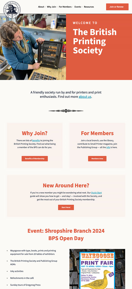 The British Printing Society website