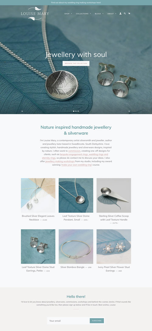 Louise Mary Designs Shopify e-commerce website