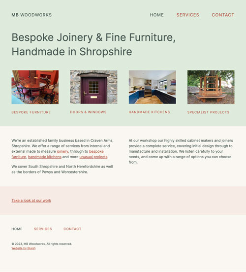 MB Woodworks website