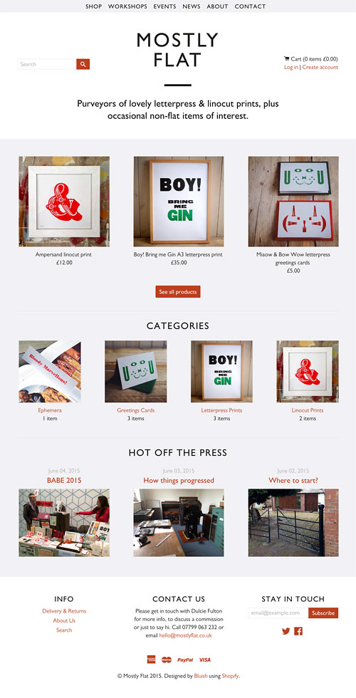 Mostly Flat Shopify e-commerce website