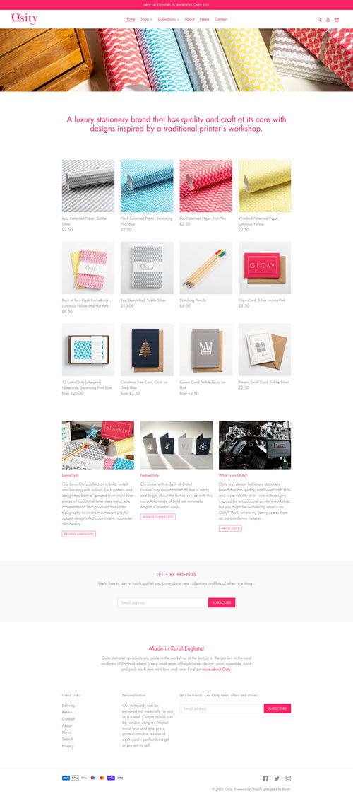 Osity Shopify e-commerce website