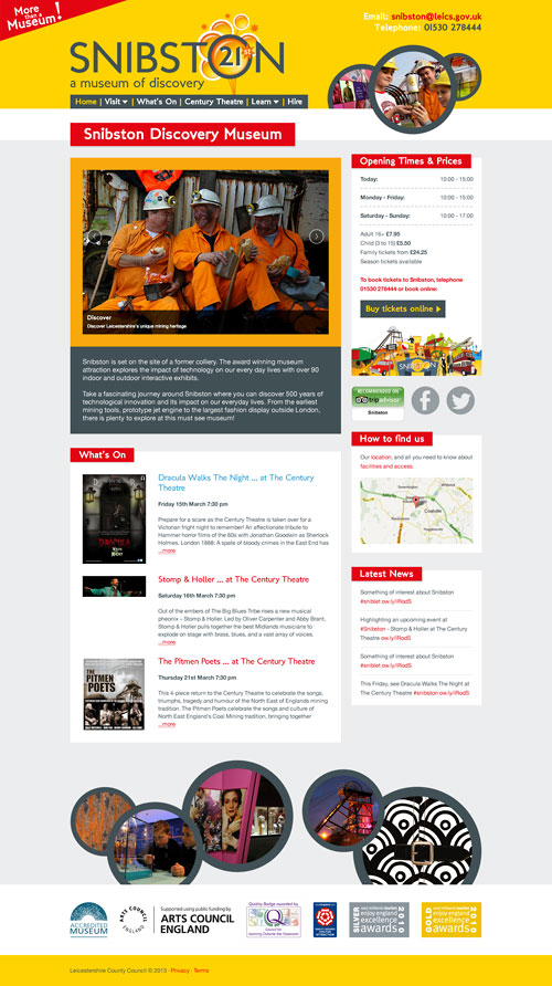 Snibston Discovery Museum website